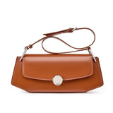 Brown Longline Leather Bag – Vintage Kiss Lock Crossbody Tote