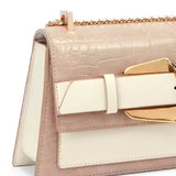 Cream Mini Chain Bag – Trendy Leather Shoulder Bag with Chain Detail