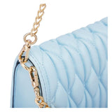 Light Blue Ruched Bag – Trendy Leather Top Handle Handbag