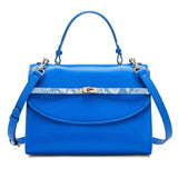 Blue Office Handbag – Trendy Medium-Sized Leather Shoulder Bag