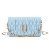 Light Blue Ruched Bag – Trendy Leather Top Handle Handbag