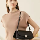 Black Longline Bag – Vintage-Inspired Kiss Lock Shoulder Bag