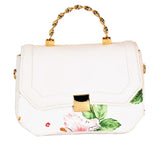 White Floral Twist Bag – Stylish Everyday Tote with Floral Design
