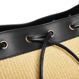 Black Handle Fashionable Straw Hobo Bag - Large Summer Tote