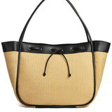 Black Handle Fashionable Straw Hobo Bag - Large Summer Tote
