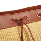 Brown Handle Fashionable Straw Hobo Bag - Large Summer Tote