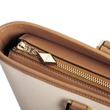 Beige & Brown Large Leather Tote - Elegant & Spacious