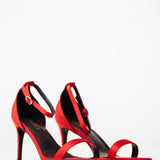 Uhura Red Stiletto High Heel Sandals for Women – Ankle Strap Dress Shoes Pair of 1