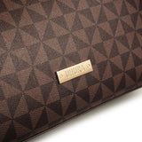 Coffee & Brown Print Leather Tote - Large Handbag with Handles