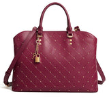 Burgundy Large Leather Tote - Work & Travel Shoulder Bag
