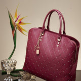 Burgundy Large Leather Tote - Work & Travel Shoulder Bag
