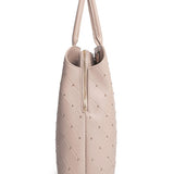 Beige Large Leather Tote - Work & Travel Shoulder Bag