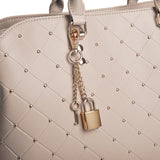 Beige Large Leather Tote - Work & Travel Shoulder Bag