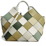 Green Woven Leather Basket Bag - Stylish Handcrafted Tote