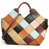 Brown Woven Leather Basket Bag - Stylish Handcrafted Tote