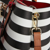 Black Striped Genuine Leather Tote Bag - Spacious & Stylish