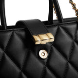 Black Genuine Leather Crossbody Bag - Chain Sling Shoulder Purse