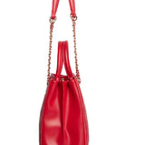 Red Genuine Leather Crossbody Bag - Chain Sling Shoulder Purse