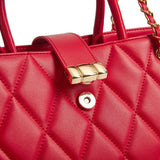Red Genuine Leather Crossbody Bag - Chain Sling Shoulder Purse