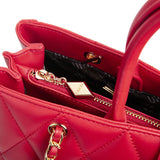 Red Genuine Leather Crossbody Bag - Chain Sling Shoulder Purse