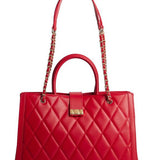Red Genuine Leather Crossbody Bag - Chain Sling Shoulder Purse