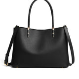 Soft Black Leather Tote - Spacious Handbag for Work & Travel