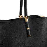 Soft Black Leather Tote - Spacious Handbag for Work & Travel