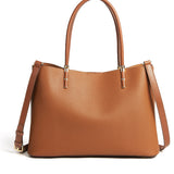 Soft Brown Leather Tote - Spacious Handbag for Work & Travel
