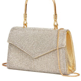 Gold Rhinestone PU Leather Clutch - Elegant Party Purse