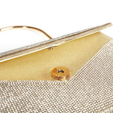 Gold Rhinestone PU Leather Clutch - Elegant Party Purse