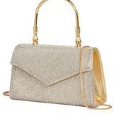 Gold Rhinestone PU Leather Clutch - Elegant Party Purse