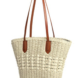 Brown Handmade Woven Straw Tote - Large Summer Beach Bag