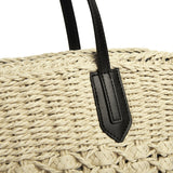 Black Handmade Woven Straw Tote - Large Summer Beach Bag