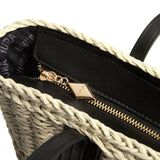 Black Handmade Woven Straw Tote - Large Summer Beach Bag
