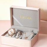 Uhura Combo Pack Rose Gold Analog Watch With Matching Bracelet and Crystal Pendant Necklace & Earrings – Stylish Jewelry Combo