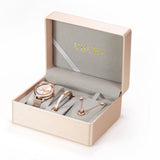 Uhura Combo Pack Rose Gold Analog Watch With Matching Bracelet and Crystal Pendant Necklace & Earrings – Stylish Jewelry Combo
