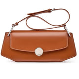 Brown Longline Leather Bag – Vintage Kiss Lock Crossbody Tote