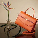 Orange Office Bag – Elegant Leather Crossbody Handbag