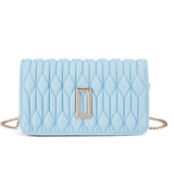Light Blue Ruched Bag – Trendy Leather Top Handle Handbag