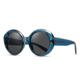 Uhura 1 Pack Round Blue Sunglasses for Women Glossy Frame Oversized Dark Lens