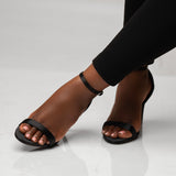 Uhura Black Stiletto High Heel Sandals for Women – Ankle Strap Dress Shoes pair of 1