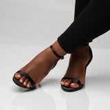 Uhura Black Stiletto High Heel Sandals for Women – Ankle Strap Dress Shoes pair of 1