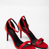 Uhura Red Stiletto High Heel Sandals for Women – Ankle Strap Dress Shoes Pair of 1
