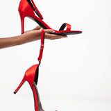 Uhura Red Stiletto High Heel Sandals for Women – Ankle Strap Dress Shoes Pair of 1