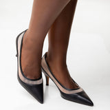 Uhura Women’s Pair of 1 Black Mesh Pointed Toe Kitten Heel Dress Pumps