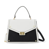 Uhura Pack of 1 White and Black Office Tote Handbag for Women with Flap and Strap