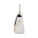 Uhura Pack of 1 White Floral Faux Leather Sling Bag for Women Gold Chain Handle