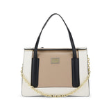Uhura Pack of 1 Beige Black White Faux Leather Structured Tote Handbag for Women