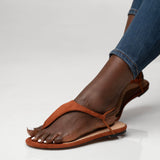 Uhura Women’s Flat Sandals – 1 Pair – Rust Brown Suede Open Toe Slip-On Flats