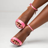 Uhura Women’s Pink Ankle Strap Stiletto Heel Open Toe Sandals – 1 Pair